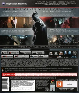 Batman: Arkham Origins PlayStation 3 NTSC-U back cover