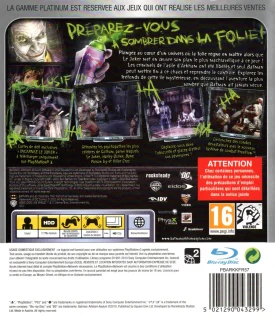 Batman: Arkham Asylum PlayStation 3 PAL Platinum back cover
