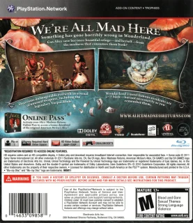 Alice: Madness Returns PlayStation 3 NTSC-U back cover
