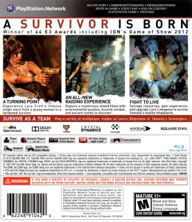 Tomb Raider PlayStation 3 NTSC-U back cover