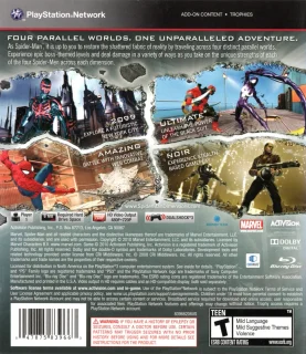 Spider-Man: Shattered Dimensions PlayStation 3 NTSC-U back cover