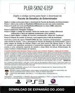Batman: Arkham Origins PlayStation 3 NTSC-U code insert, back