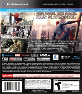The Amazing Spider-Man PlayStation 3 NTSC-U back cover