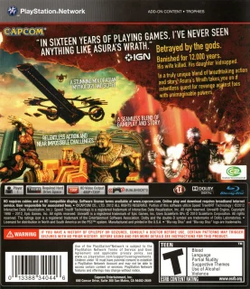 Asura's Wrath PlayStation 3 NTSC-U back cover